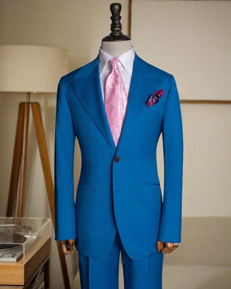Bright Blue Peak-Lapel Tailored Suit 1