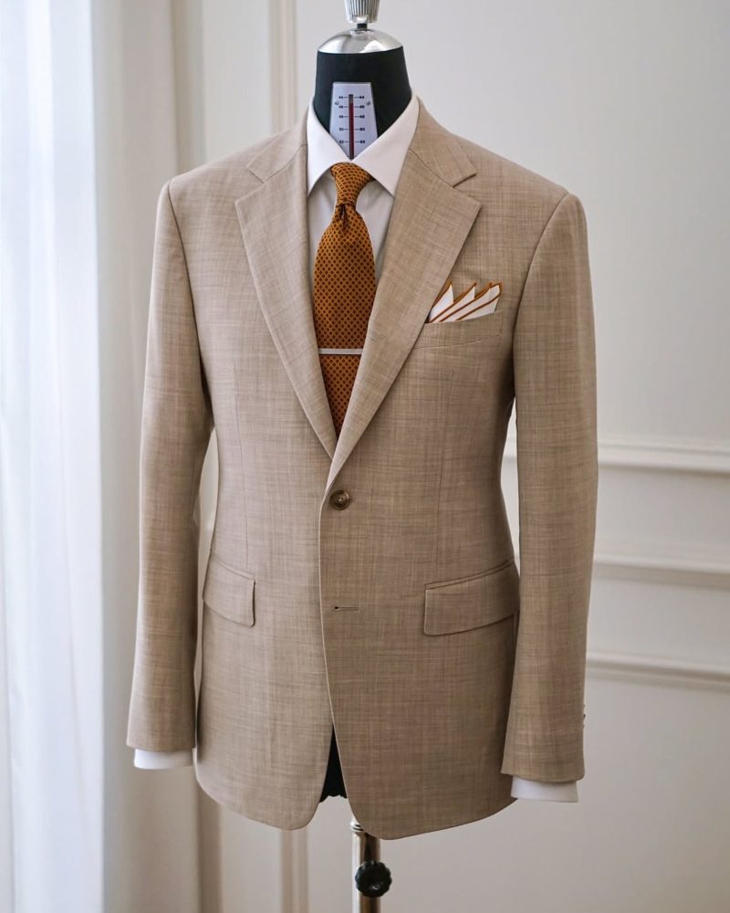 Tailored Champagne Beige Business Suit 4