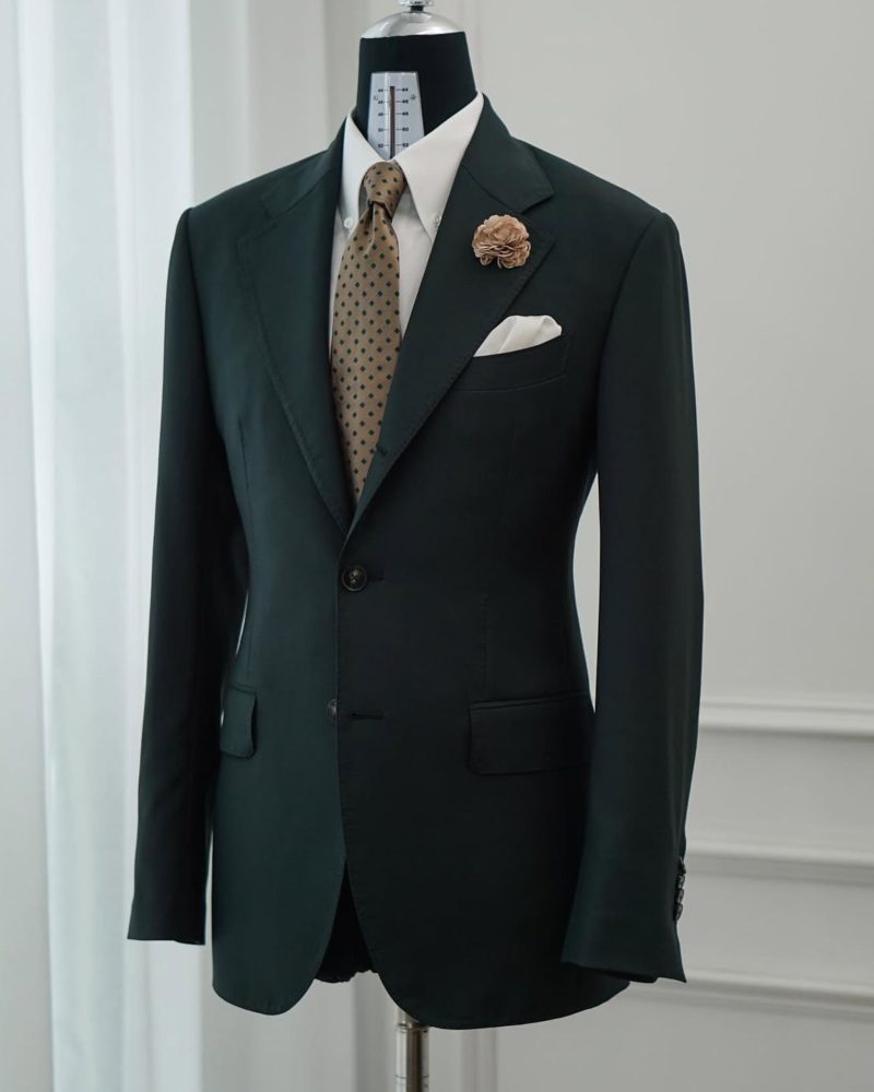 Forest Green Tailored Wool-Cashmere Suit 3