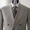 Light Grey Tailored Double-Breasted Wool-Linen Suit 2