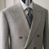 Light Grey Tailored Double-Breasted Wool-Linen Suit 4