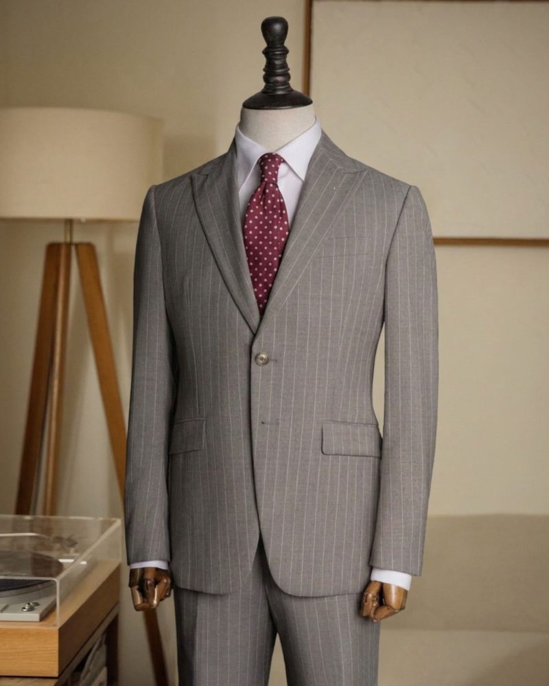 Light Grey Pinstripe Tailored Suit