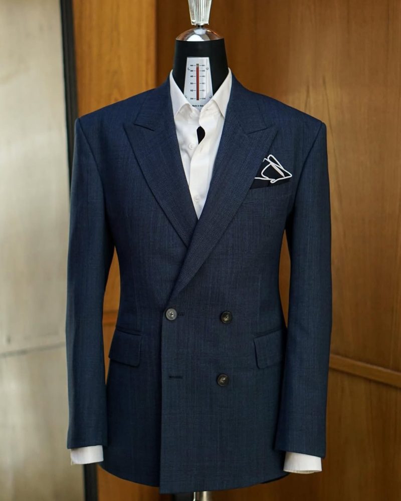 Navy Check Tailored Double-Breasted Suit 6