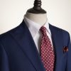Navy Herringbone Wool Tailored Business Suit 4