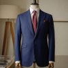 Navy Herringbone Wool Tailored Business Suit 6