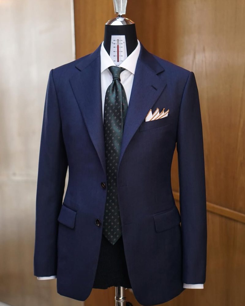 Navy Blue Tailored Merino Wool Business Suit 4
