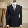 Navy Pinstripe Double-Breasted Tailored Suit