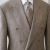 Tailored Taupe Double-Breasted Linen Suit
