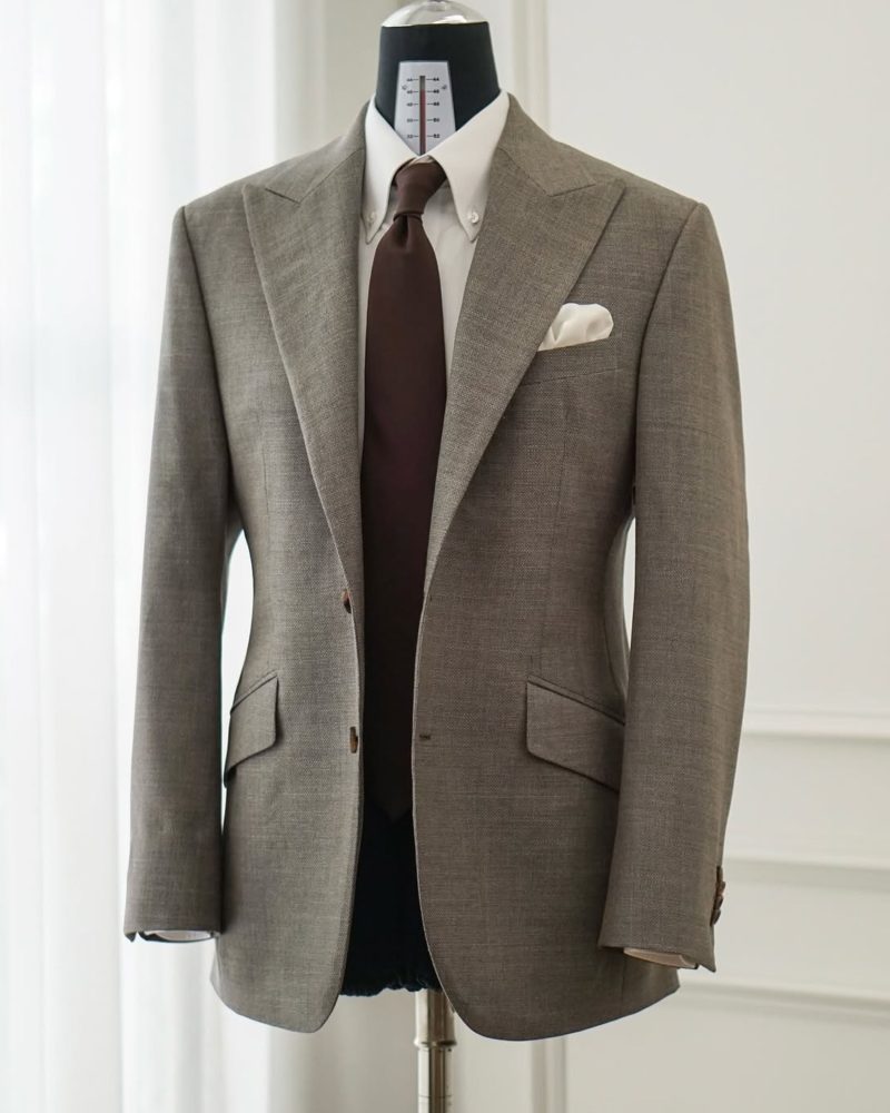 Taupe Grey Tailored Business Suit 2